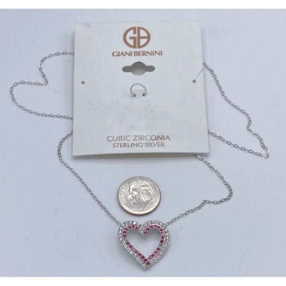 Giani Bernini Ruby Red and Silver Heart Valentine’s Necklace - Picture 3 of 4